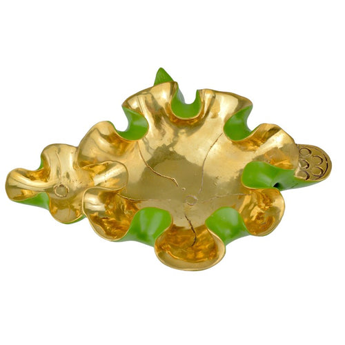Currey And Company Wrapped Lotus Leaf Green Bowl