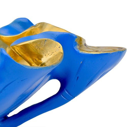 Currey And Company Wrapped Lotus Leaf Lapis Blue Bowl