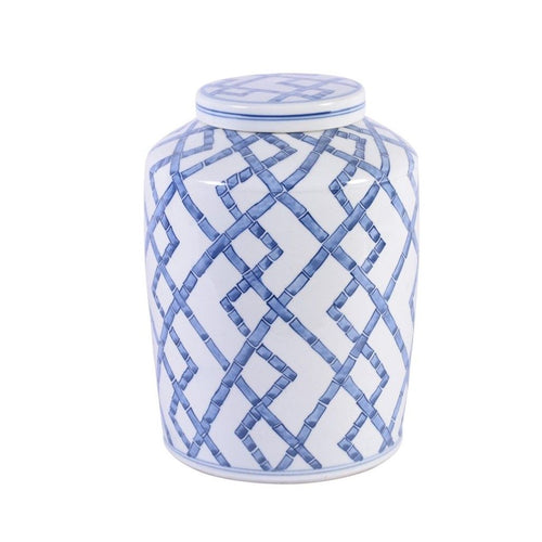 Blue And White Bamboo Joints Round Tea Jar By Legends Of Asia