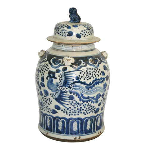 Vintage Temple Jar Phoenix Motif Large By Legends Of Asia