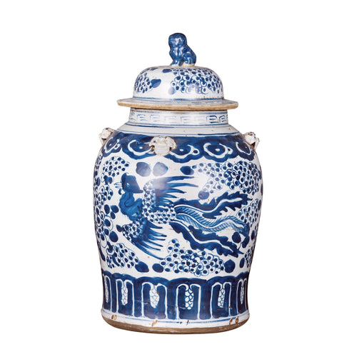Vintage Temple Jar Phoenix Motif Small By Legends Of Asia