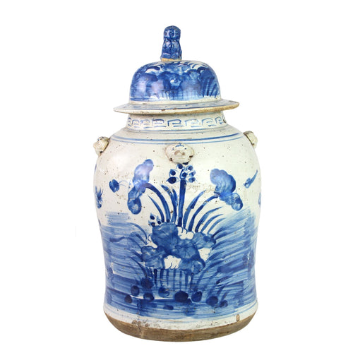 Vintage Temple Jar Plum Lily Pad Motif Small By Legends Of Asia