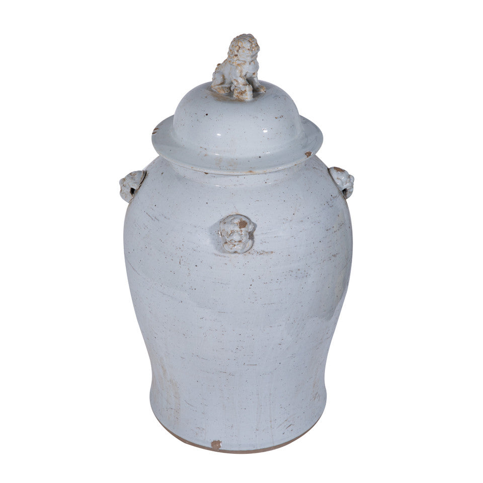 Vintage White Temple Jar  By Legends Of Asia