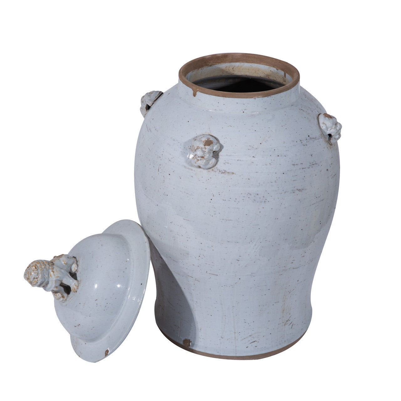 Vintage White Temple Jar  By Legends Of Asia