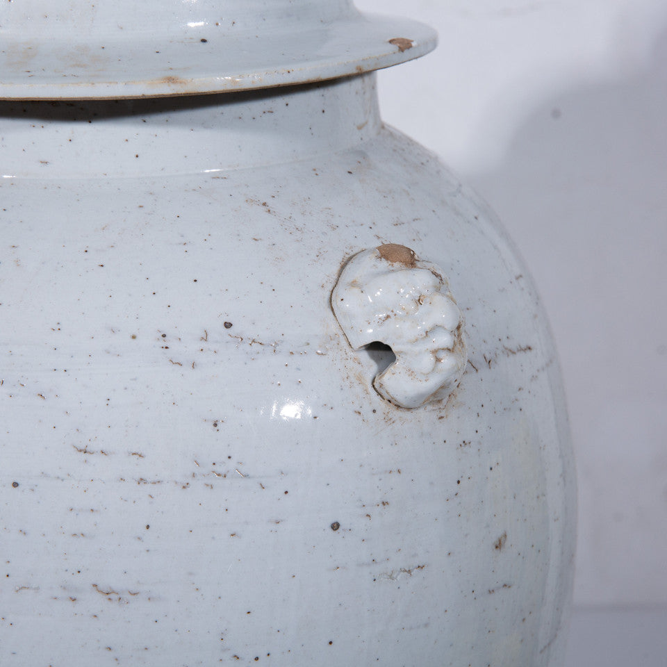 Vintage White Temple Jar  By Legends Of Asia