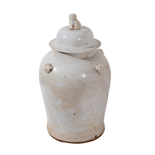 Vintage White Temple Jar  By Legends Of Asia