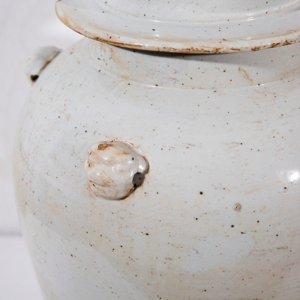 Vintage White Temple Jar  By Legends Of Asia