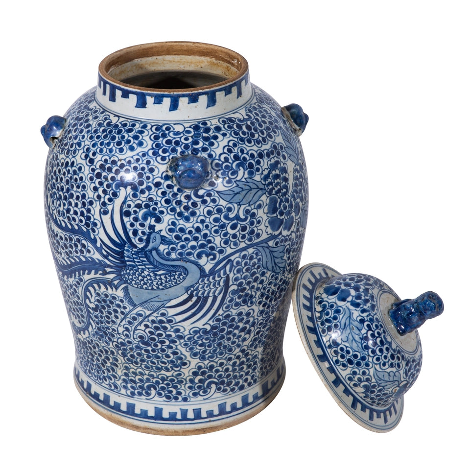 Rustic Phoenix Flower Temple Jar