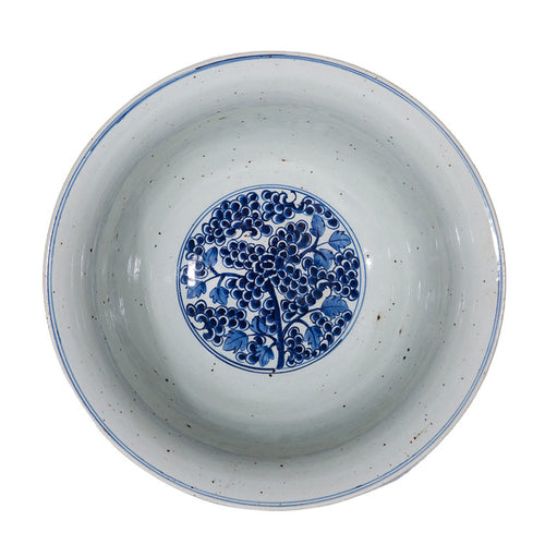 Rustic Blue &White Bowl  Grape Vine Motif by Legends Of Asia