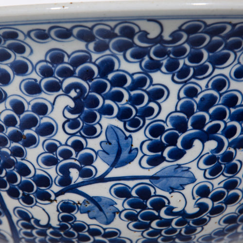 Rustic Blue &White Bowl  Grape Vine Motif by Legends Of Asia