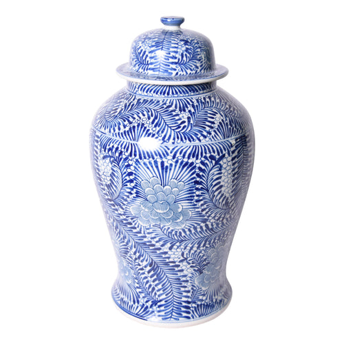 Blue And White Blooming Flower Porcelain Temple Jar By Legends Of Asia