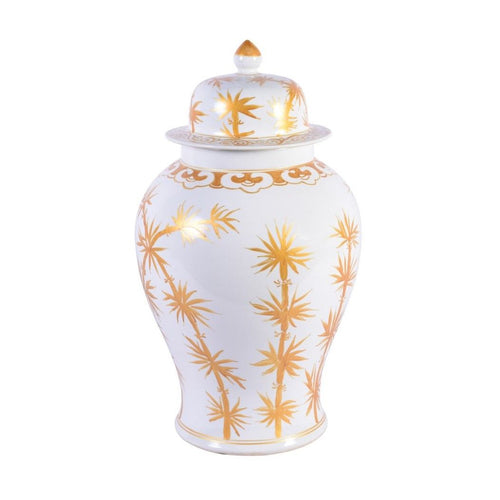 White Gold Gilt Bamboo Temple Jar By Legends Of Asia