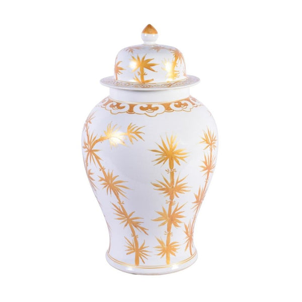 White Gold Gilt Bamboo Temple Jar By Legends Of Asia