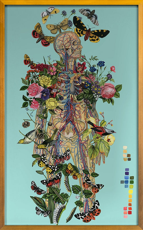 Grand Image Home Thicket Design, Anatomical Botanical Blue Art