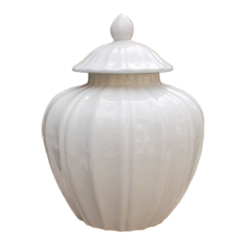 Fluted Pumpkin Jar White By Legends Of Asia