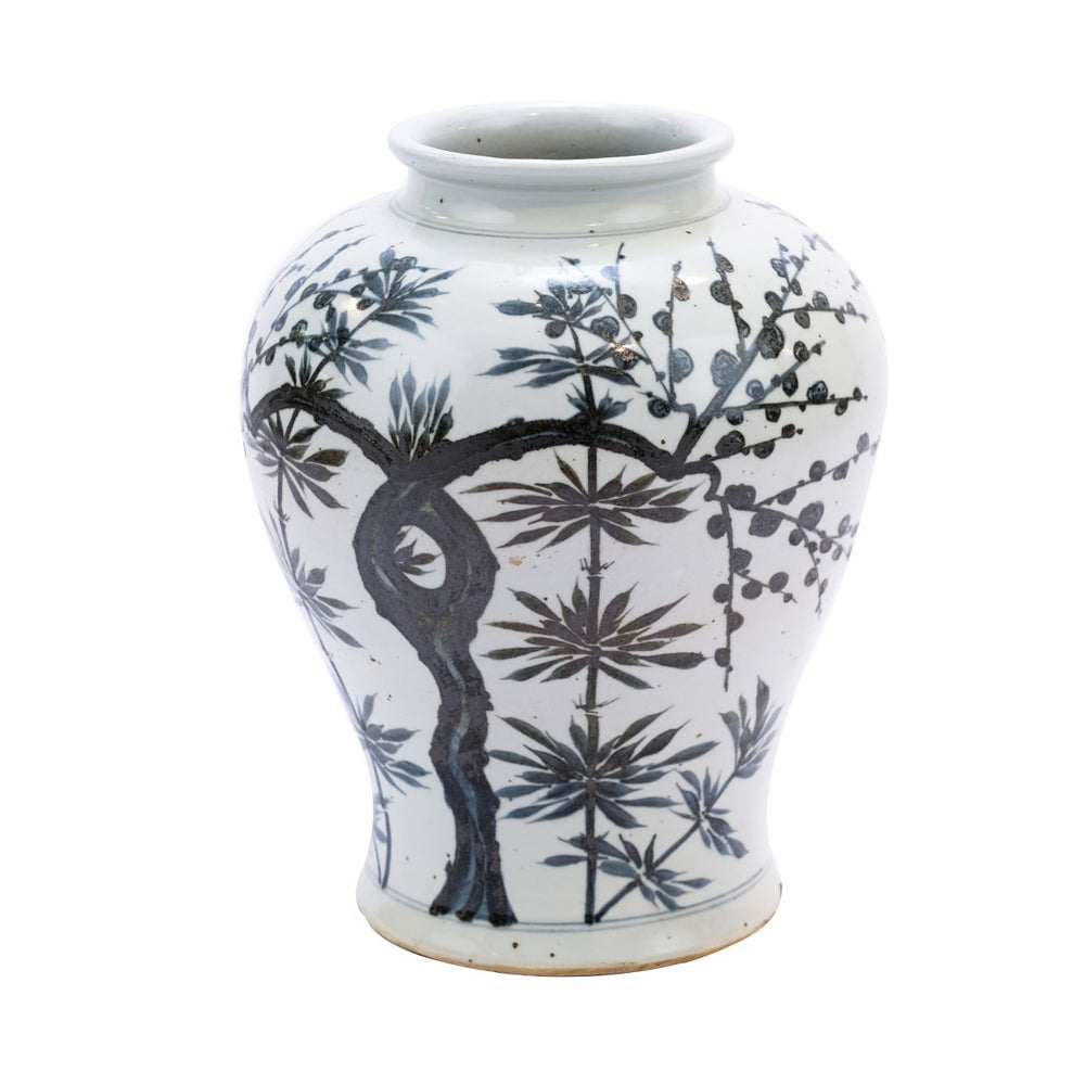 Indigo Flaring Rim Dynasty Jar Bamboo Motif By Legends Of Asia
