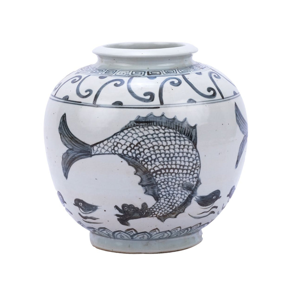 Indigo Yuan Fish Open Top Jar By Legends Of Asia