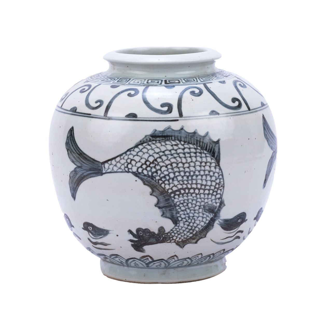 Indigo Yuan Fish Open Top Jar By Legends Of Asia