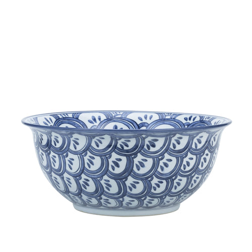 Blue And White Porcelain Bowl Sea Wave Motif