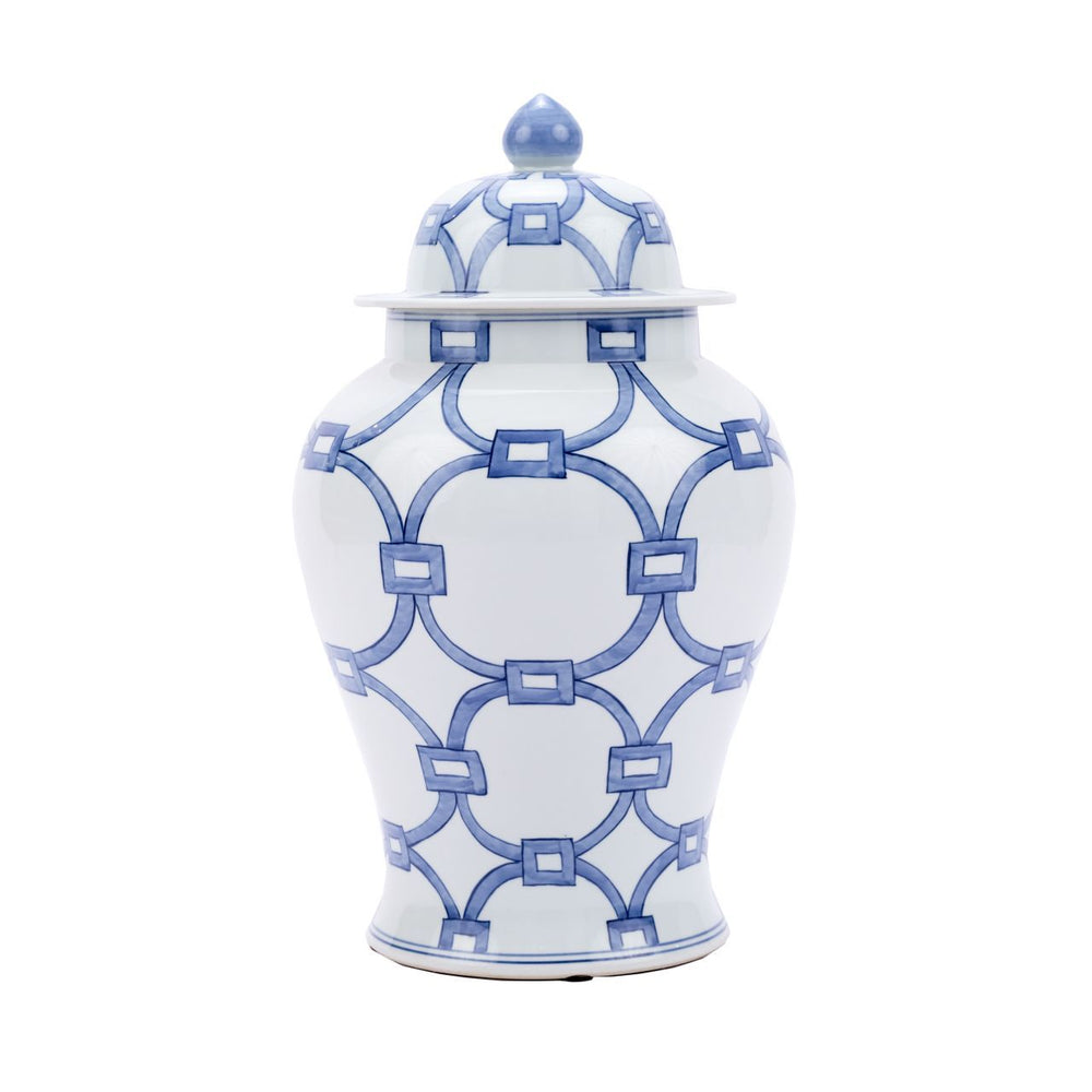 Legends Of Asia Blue And White Porcelain Lover Locks Temple Jar
