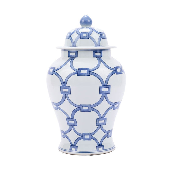 Legends Of Asia Blue And White Porcelain Lover Locks Temple Jar