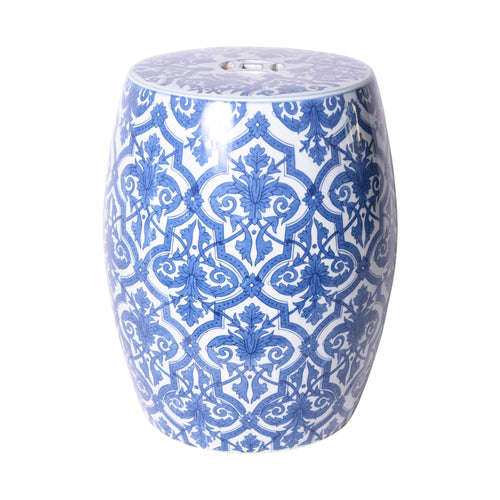 Blue And White Paris Floral Garden Stool by Legends of Asia