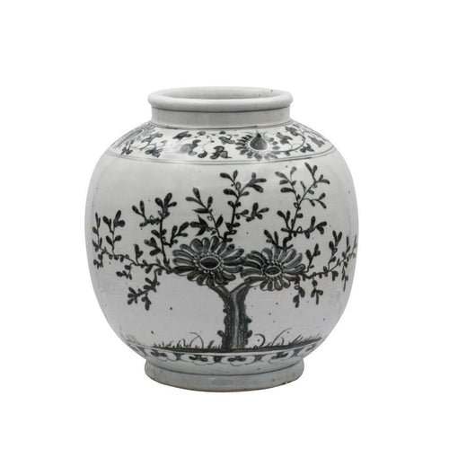 Indigo Flower Open Top Porcelain Jar By Legends Of Asia