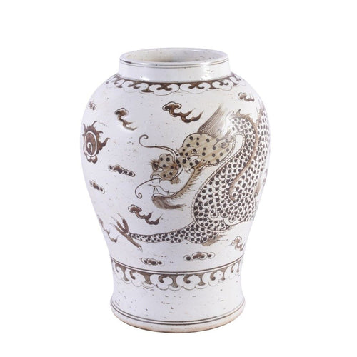 Brown Hong Wu Flaring Rim Jar Dragon Motif By Legends Of Asia