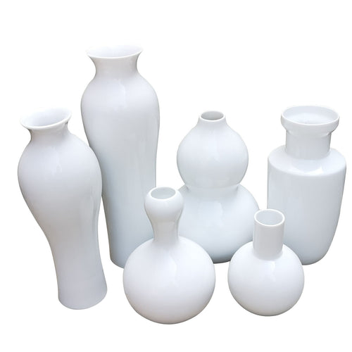 Assorted Vases Set Of 6 White By Legends Of Asia