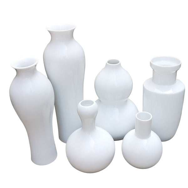 Assorted Vases Set Of 6 White By Legends Of Asia