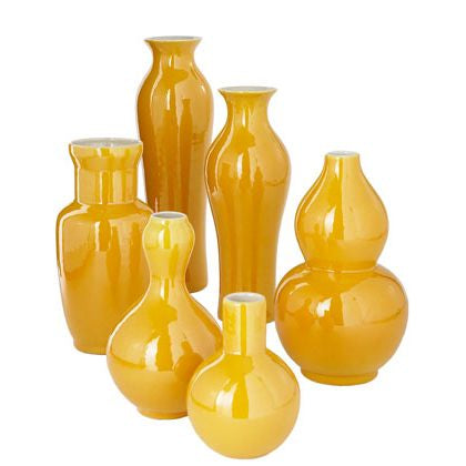 Assorted Vases Set Of 6 Yellow By Legends Of Asia
