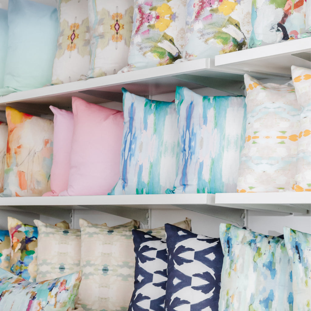 Laura Park Flower Child Teal Linen Cotton Pillow