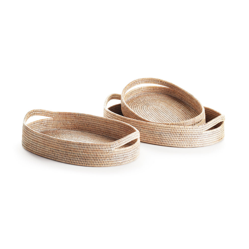 Napa Home And Garden Burma Rattan Oval Serving Trays, Set Of 3