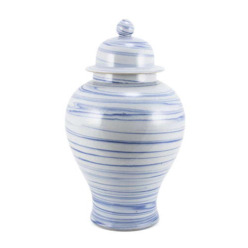 Blue & White Marbleized Temple Jar Large By Legends Of Asia