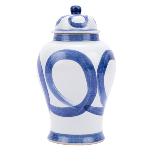 Blue And White Porcelain Brushstroke Temple Jar Small By Legends Of Asia
