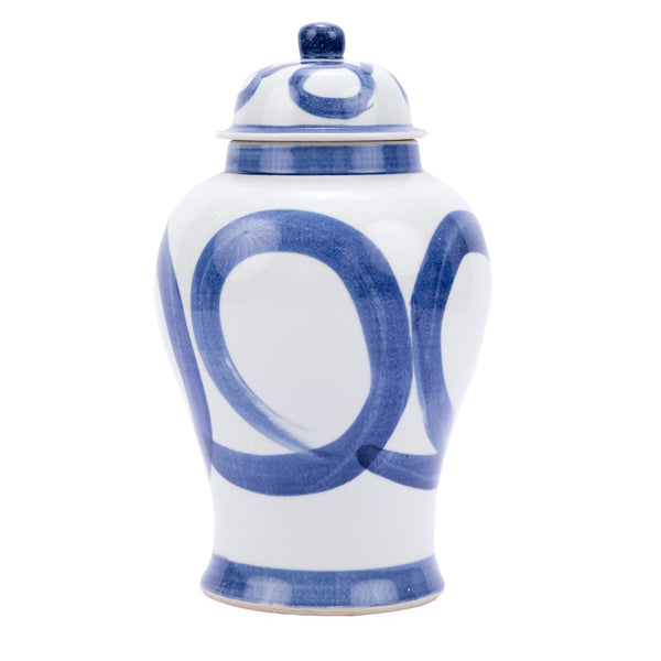 Blue And White Porcelain Brushstroke Temple Jar Small By Legends Of Asia