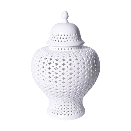 White Lattice Ginger Jar With Lid L By Legends Of Asia