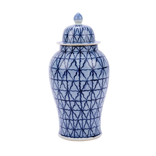 Blue & White Chess Grids Temple Porcelain Jar by Legend of Asia