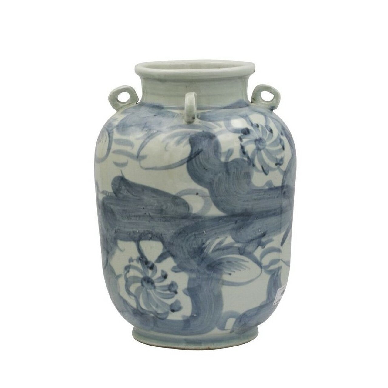 Blue And White Four Loop Handle Jar