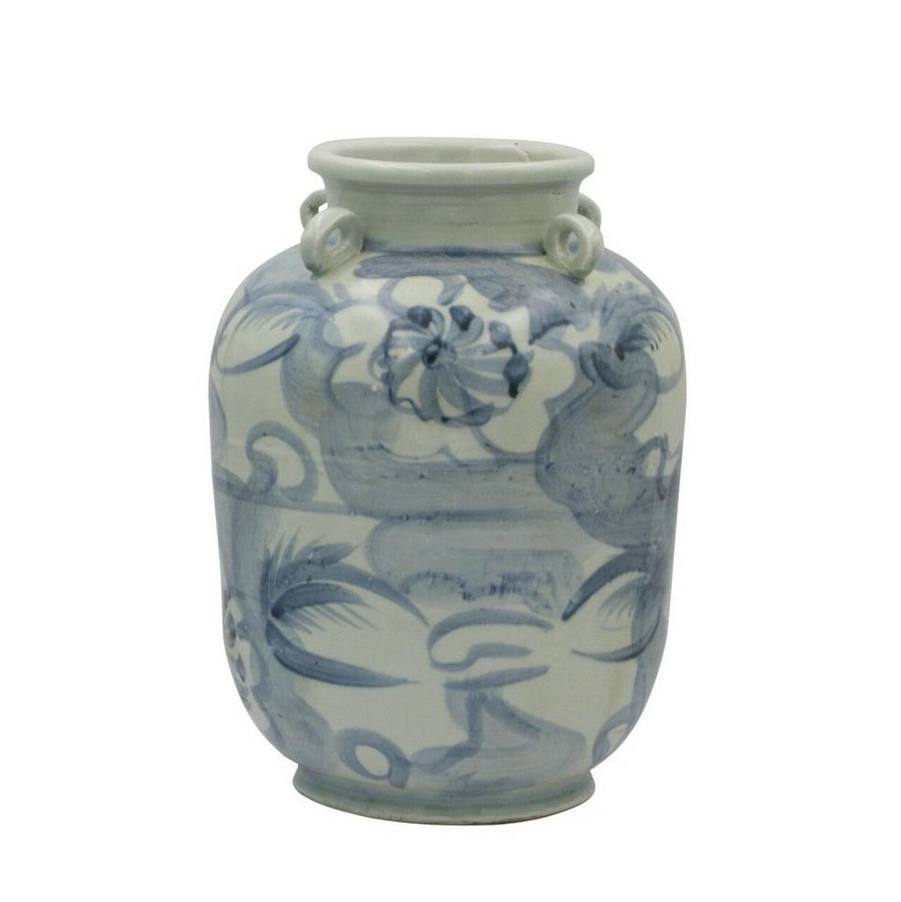 Blue And White Four Loop Handle Jar