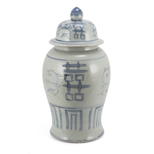 Blue & White Temple Jar Seagrass Double Happiness Motif By Legends Of Asia
