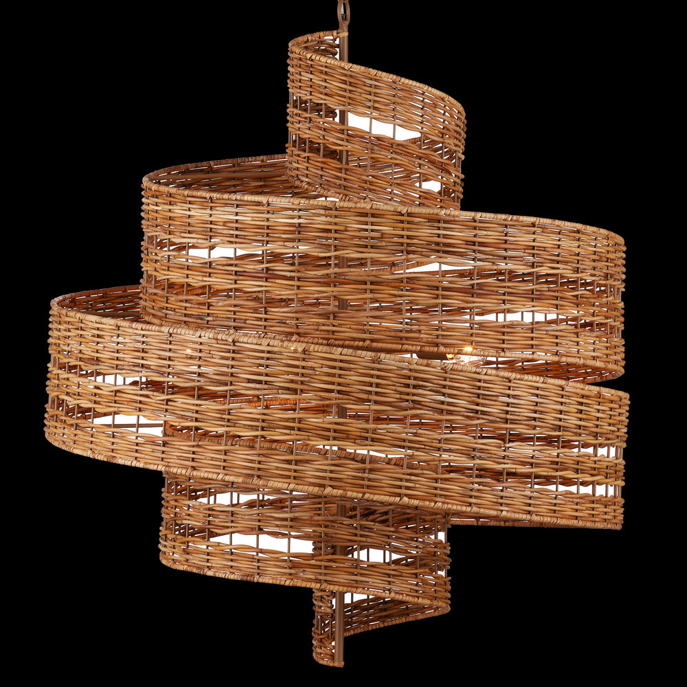 Currey & Company Saisei 32" Rattan 5 Light Chandelier