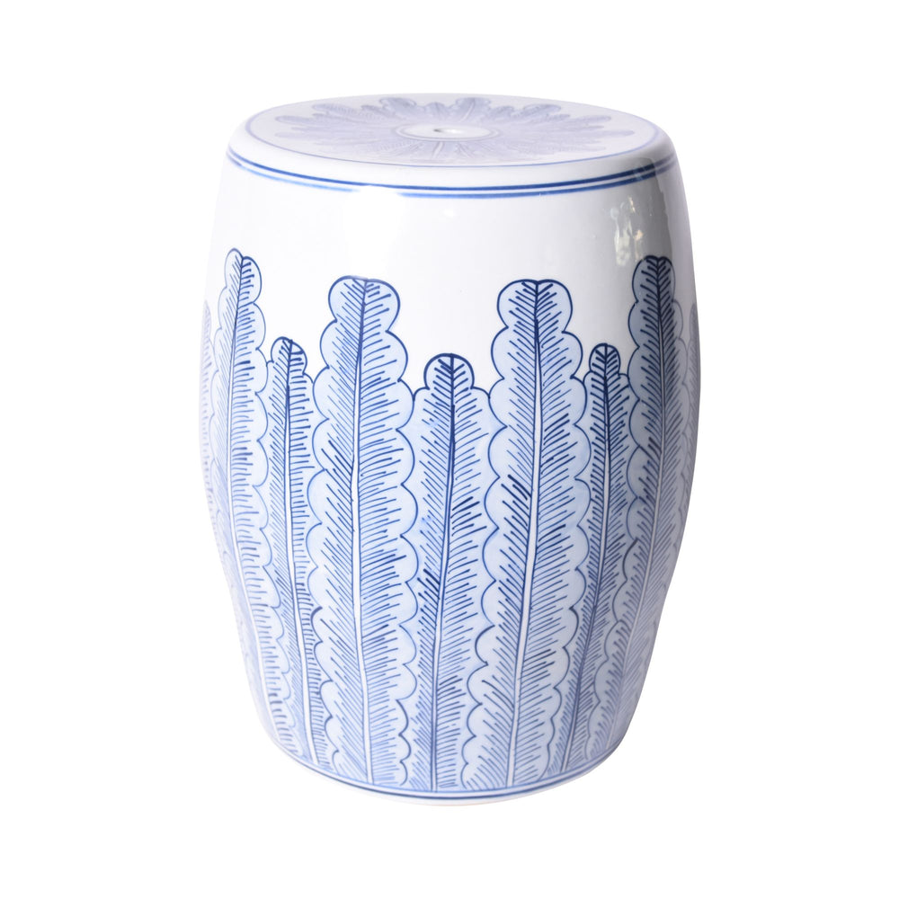 Blue And White Porcelain Banana Leave Garden Stool By Legends Of Asia