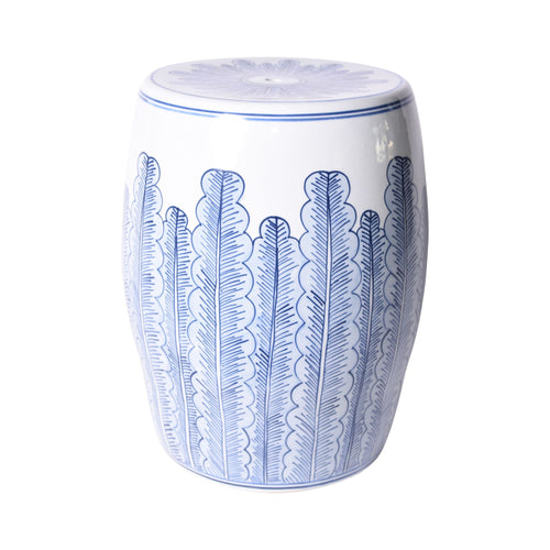 Blue And White Porcelain Banana Leave Garden Stool By Legends Of Asia
