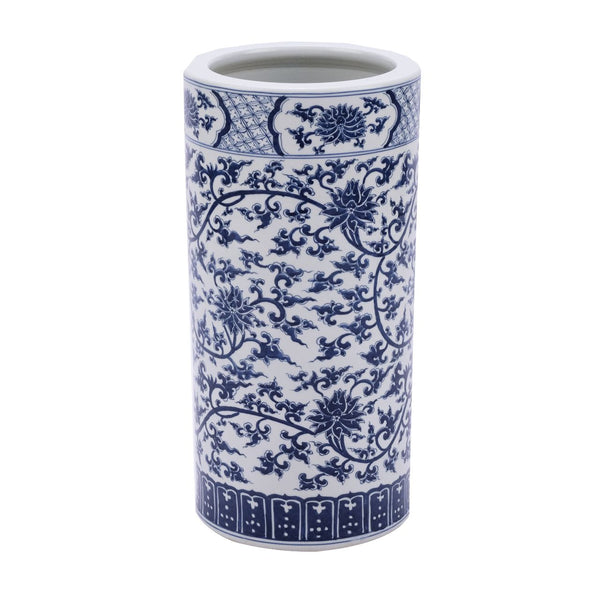 Blue & White Twisted Lotus Umbrella Stand Vase By Legends Of Asia