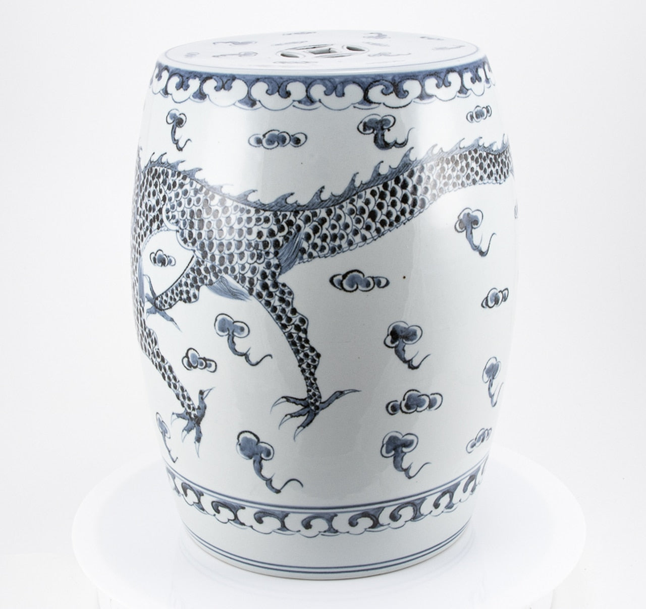 Hong Wu Blue Dragon Porcelain Garden Stool by Legend of Asia