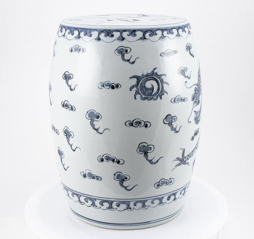 Hong Wu Blue Dragon Porcelain Garden Stool by Legend of Asia
