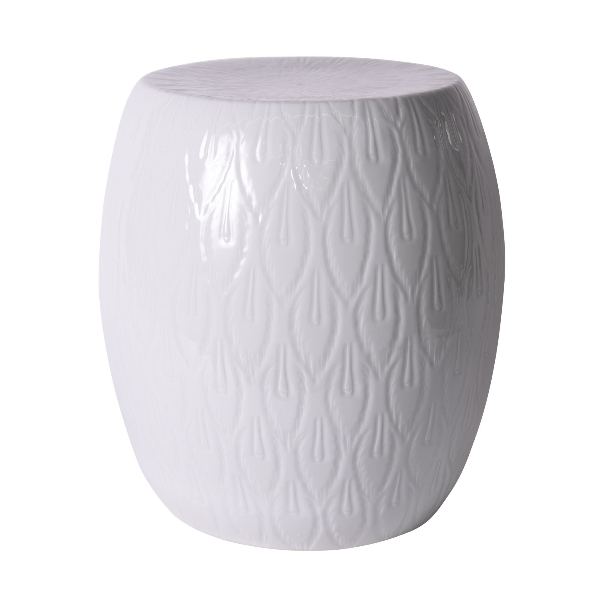 White Feather Carving Garden Stool By Legends Of Asia