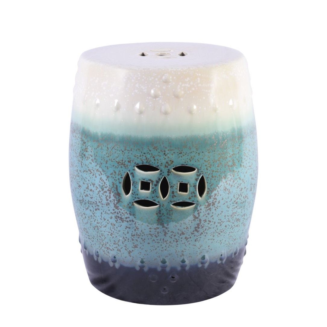 Rusty Teal Reaction Glazed Garden Stool By Legends Of Asia