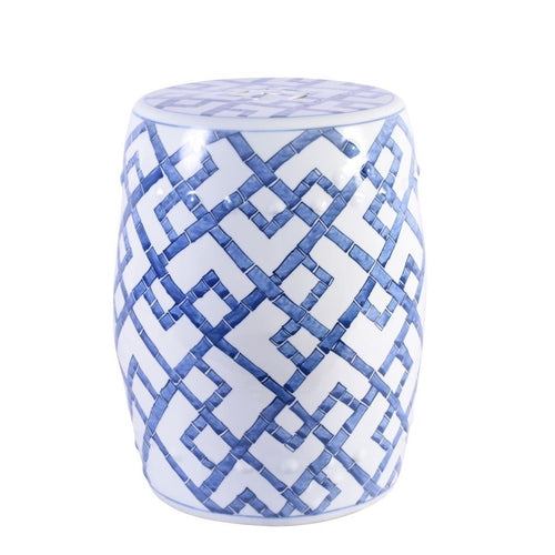 Atlee Modern Classic Blue and White Bamboo Joints Porcelain Garden Stool